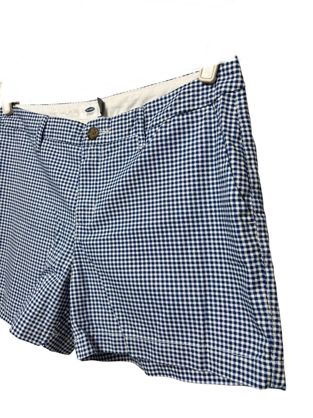Old Navy blue white gingham cotton chino everyday mid rise summer shorts size 8 - Picture 8 of 14